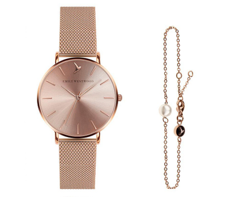 Комплект дамски ръчен часовник и гривна Emily Westwood Sarah Glam...