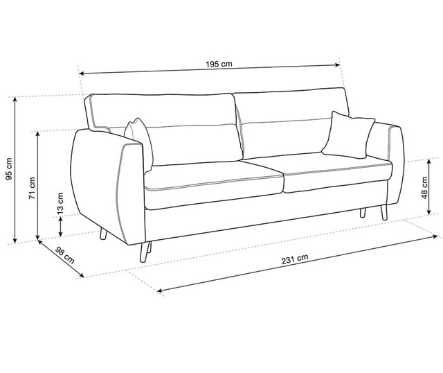 Sydney Light Grey Háromszemélyes kihúzható kanapé