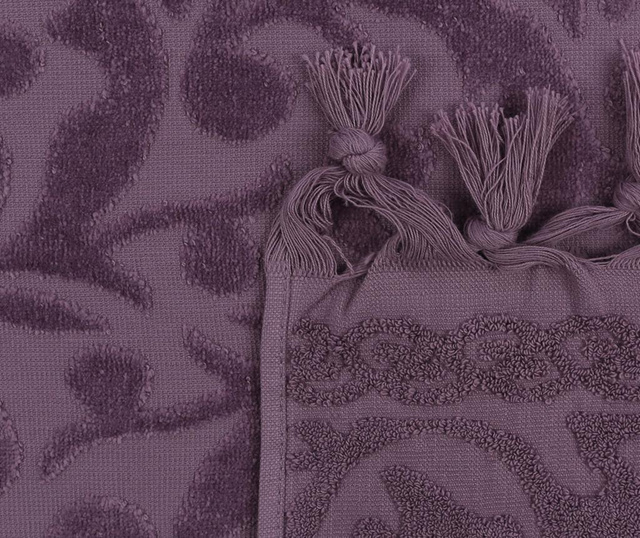 Set 2 prosoape de baie Åžaheser, Fringe Purple, bumbac, 50x90 cm