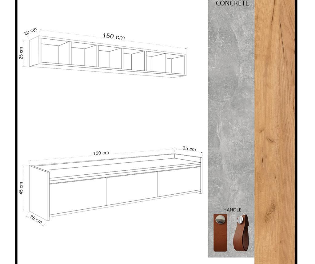 Set comoda TV si corp cu rafturi Mod Design, Sleppa, PAL melaminat - 2