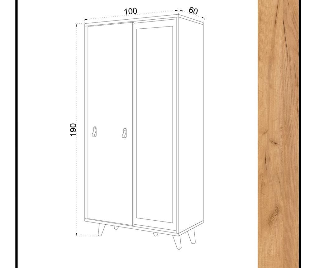 Dulap Mod Design, Rona White, PAL melaminat, 100x60x190 cm, alb - 3