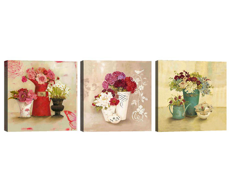 Комплект 3 картини Flower Vases 30x30  см