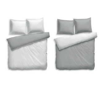 Спален комплект Reverse Double Percale Extra Preston White Silver