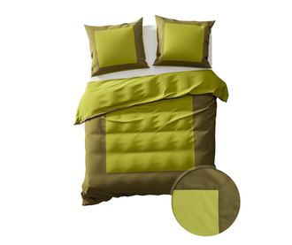 Set de pat Single Percale Extra Heckett & Lane, Lina Green Oasis, bumbac percale, 1x140x220 cm