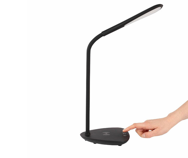 Lampa de birou cu incarcator wireless Livoo, On time Black, plastic, 16x16x56 cm