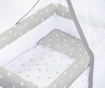 Set - otroška posteljica z baldahinom in dodatki Stars and Dots Grey White