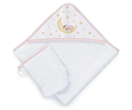 Комплект кърпа за баня с качулка и ръкавица Marlon Night Pink