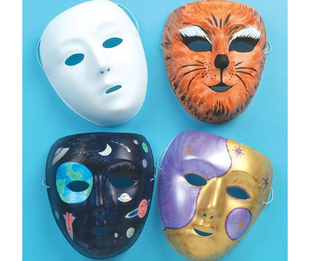 Set 6 mask za barvanje DIY Plain White