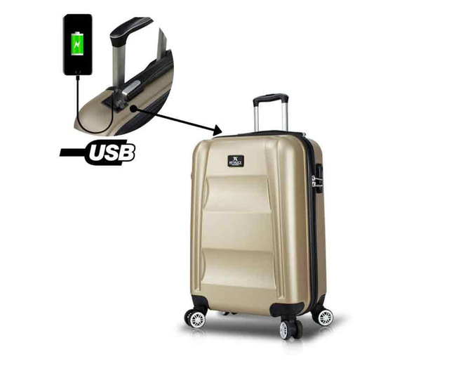 Kovček na kolesih USB Hugh Gold