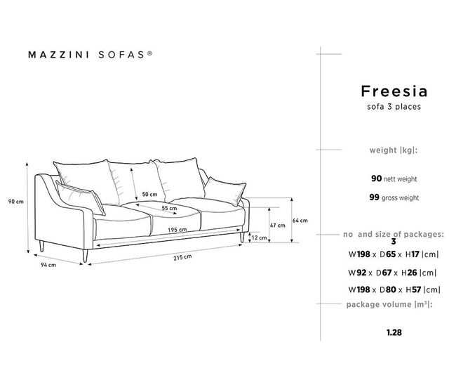 Canapea extensibila cu 3 locuri Freesia Brown