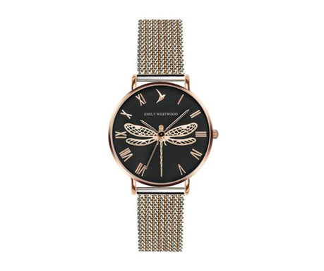 Dámské hodinky Emily Westwood Dragonfly Rose Black