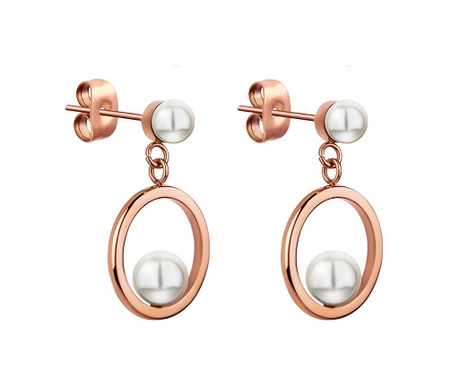 Обеци Round Pearl Rose Gold