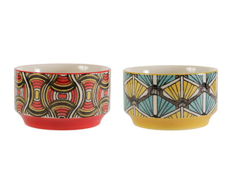 Set 2 zdjele African Vibes Wide Red Yellow Blue