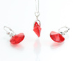 Set cercei si lantisor cu pandantiv Laura Bruni Crystal Heart Red