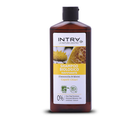 Sampon organic pentru par blond Intra, Revitalizing Chamomile&Honey, 250 ml