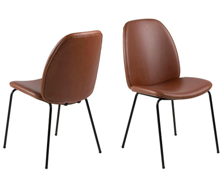 Set 2 scaune Actona, Carmen Dining Leather, 63x49x88 cm