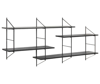 Etajera de perete Actona, Belfast Black, lemn de paulownia lacuit cu invelis de vopsea pulbere, 191x26x79 cm, negru