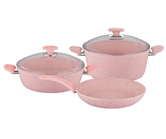 5-delni set posode za kuhanje Flat Pink