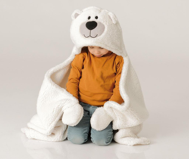 Patura cu gluga pentru copii Polar Bear 68x127 cm