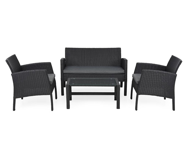 Комплект мебели за екстериор 4 части Barca Black & Grey
