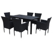Set 6 scaune si masa pentru exterior Maison Mex, Encore Classic Black & Grey, structura din aluminiu vopsit in camp electrostati