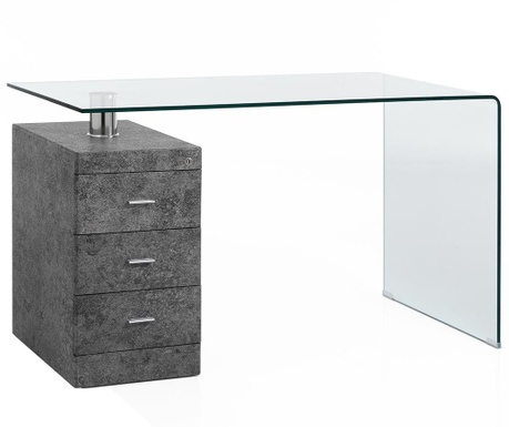 Birou Tomasucci, Bow Concrete, sticla temperata cu grosimea 12 mm, 125x65x60 cm