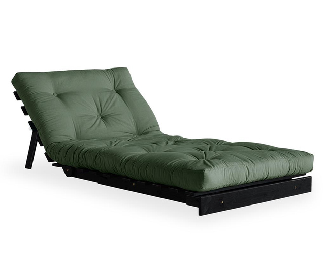 Raztegljiv fotelj Roots Black & Olive Green 90x200 cm