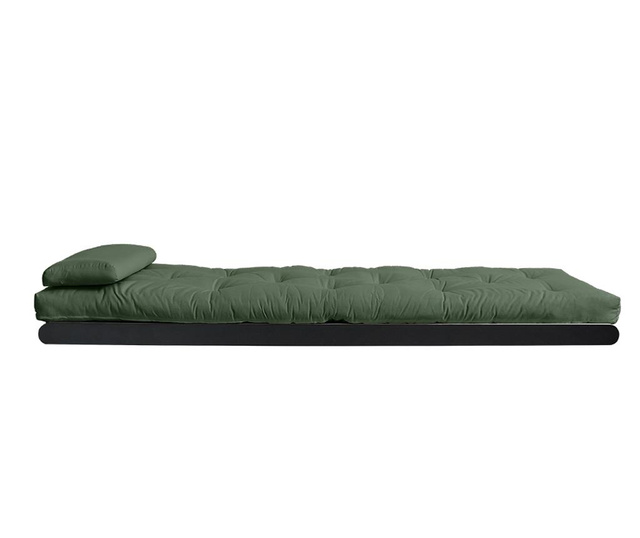 Raztegljiv počivalnik za dnevno sobo Figo Black & Olive Green 120x200 cm