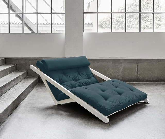 Figo White & Petrol Blue Kihúzható nappali heverő 120x200 cm