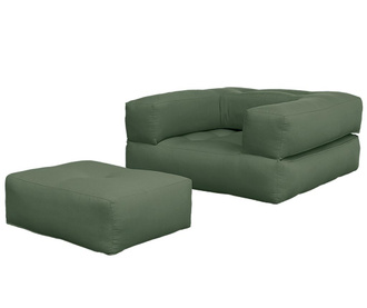 Cube Olive Green Kihúzható fotel