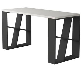 Birou Decortie, Fusion White Anthracite, PAL melaminat cu grosimea 18 mm, 75x140x60 cm, alb/gri antracit