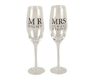 Сервиз 2 чаши за шампанско Amore Mr. Right & Mrs. Always Right 284 мл