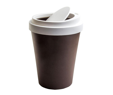 Cos de gunoi cu capac Qualy, Coffee Brown, 7.9 L