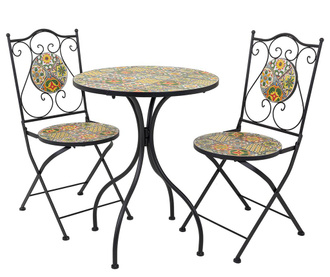 Комплект маса и 2 стола за екстериор Mosaic Tiles Multi