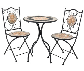 Set masa si 2 scaune pentru exterior Mosaic Flower Geometric