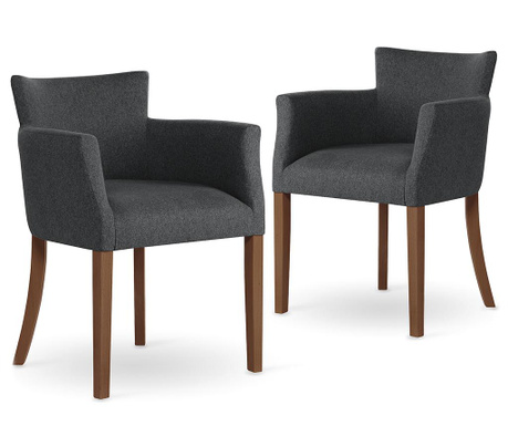 Set 2 scaune Ted Lapidus Maison, Santal Brown & Anthracite, gri antracit, 60x60x80 cm