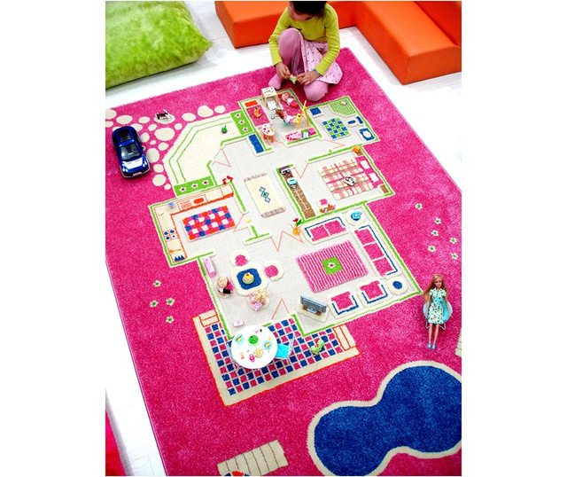 Covor de joaca Playhouse Big 3D Pink 134x200 cm