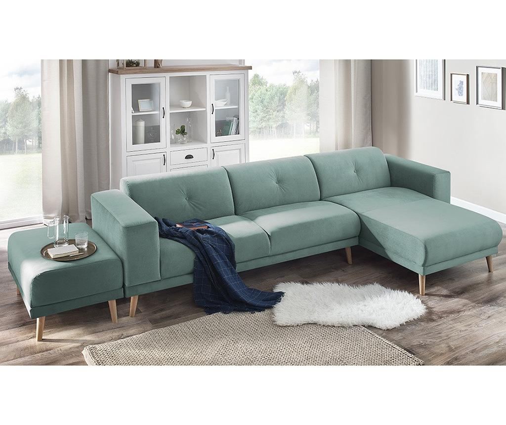 Комплект десен ъглов диван и табуретка Luna Mint - Vivre