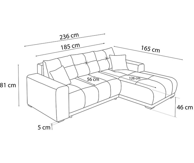 Desna kutna garnitura na razvlačenje Lisbona Shelf Light Grey