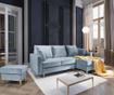 Coltar extensibil dreapta Mazzini Sofas, Muguet Light Blue, albastru deschis, 225x145x90 cm