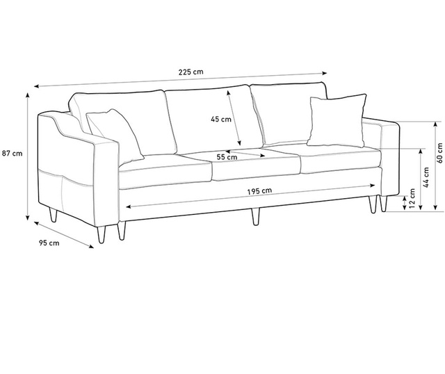 Sofa trosjed na razvlačenje Narcisse Anthracite