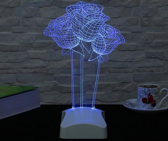 Nočna svetilka Roses 3D