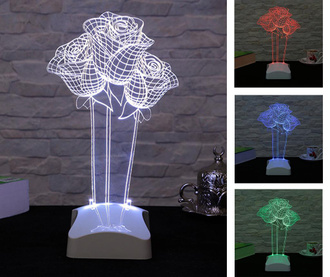 Nočna svetilka Roses 3D