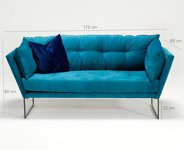 Canapea 2 locuri Balcab Home, Relax Blue, albastru, 80x175x88 cm