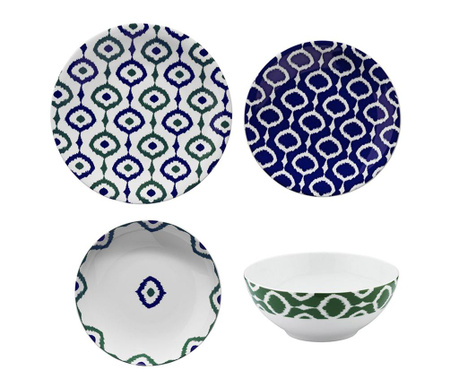 Set de masa 24 piese Kütahya Porselen, Oriental Circles Duo, portelan