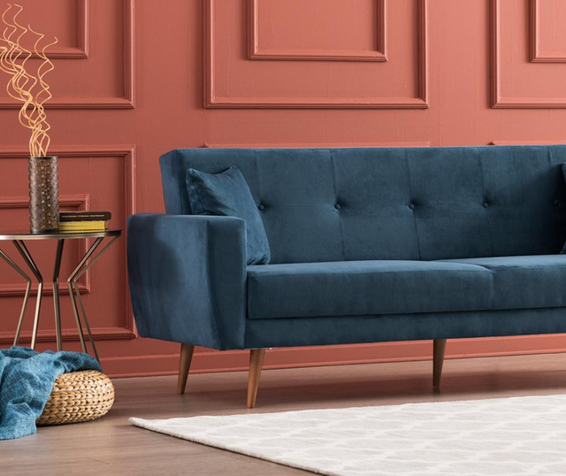 Vivalde Sax Blue Kihúzható háromszemélyes kanapé