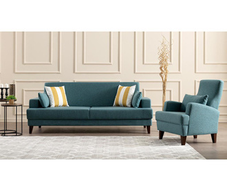 Set kauč trosjed na razvlačenje i fotelja Kana Turquoise