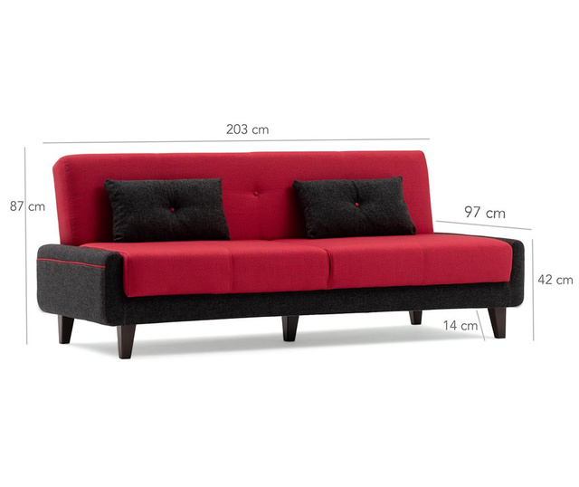Kanavel Red Kihúzható háromszemélyes kanapé