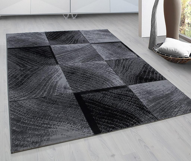 Tepih Plus Waved Squares Black 160x230 cm