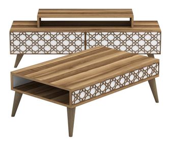 Set - TV komoda in klubska mizica City Walnut White
